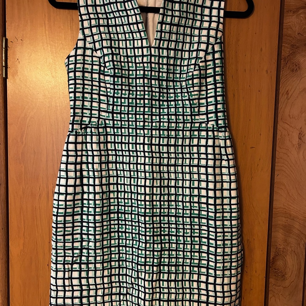 Kate Spade Green and White Checkered Midi Dress